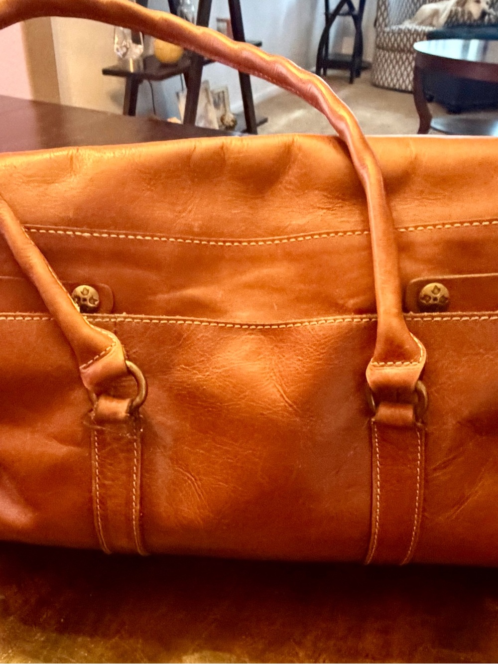 PATRICIA NASH TAN/BROWN VIENNA SATCHEL LEATHER LARGE BAG PURSE - Picture 4 of 10